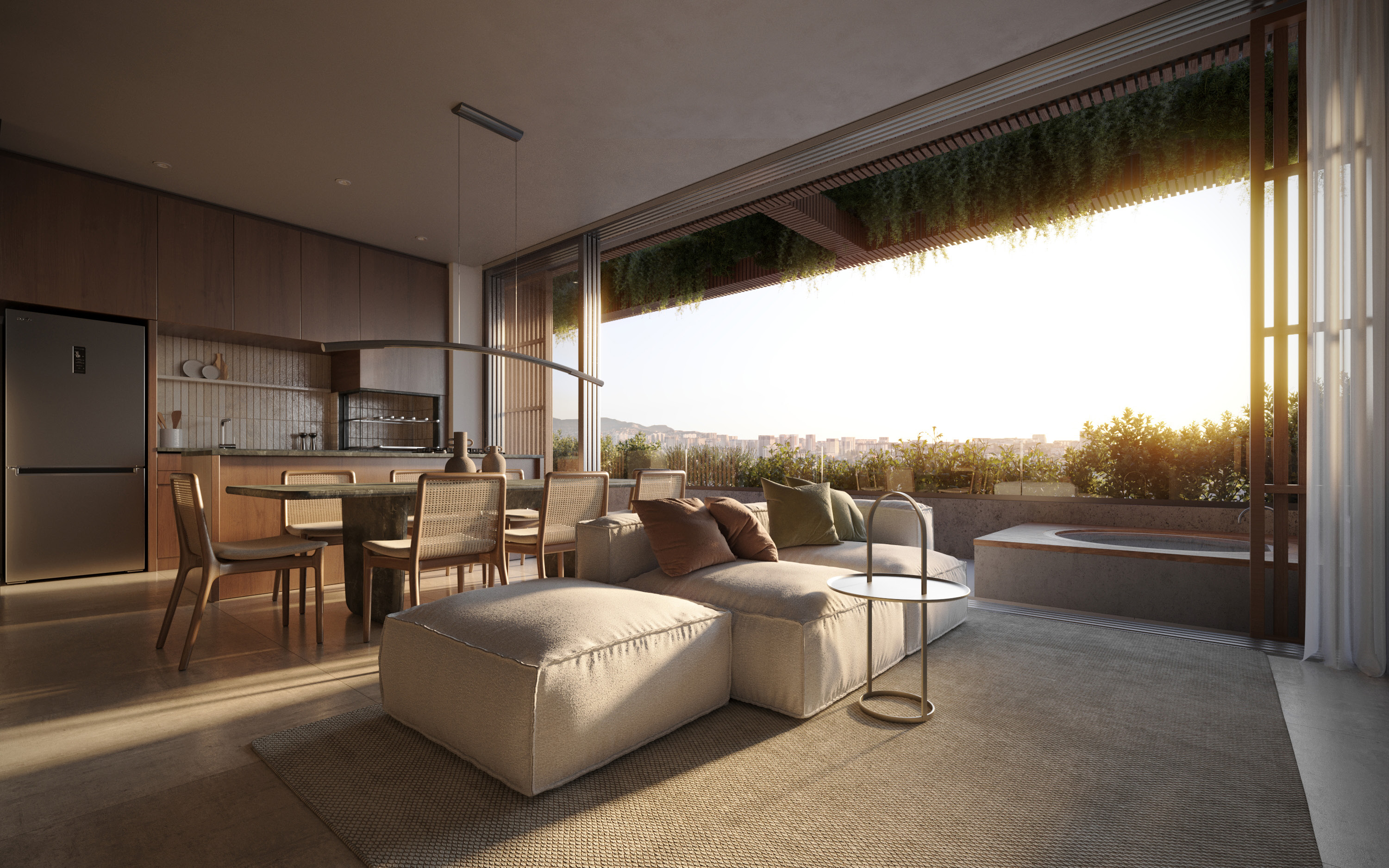 Living integrado com varanda do Ernesto 142 - Gramado RS