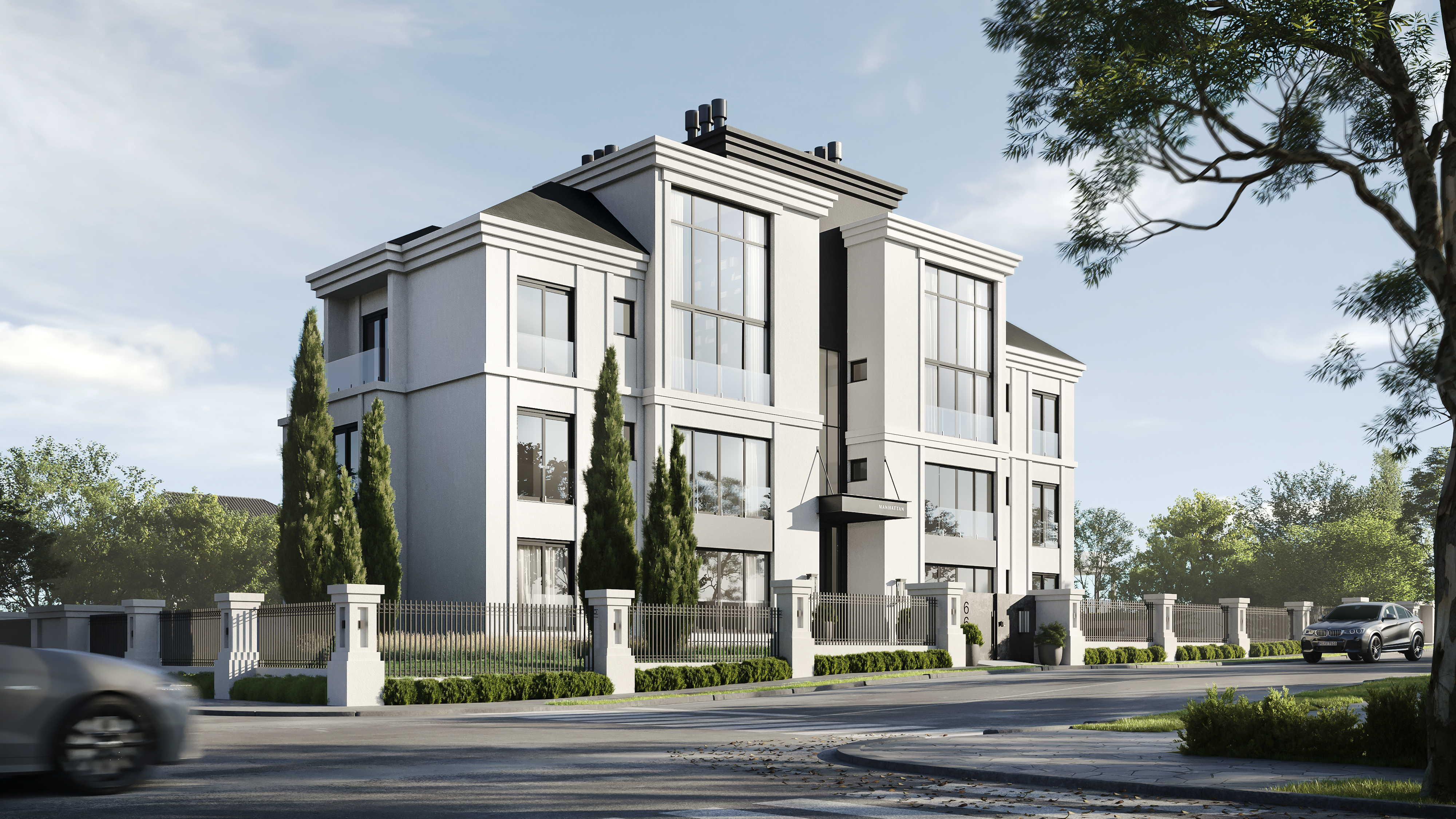 Detalhe da fachada do Manhattan Residence - FVS INC Gramado RS